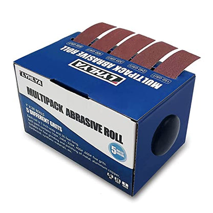 Assorted Sandpaper Rolls Emery Cloth Roll 5 Grits Abrasive Sandpaper Rolls Assorted Sand Paper with Dispenser for Woodworking Automotive Metal Polishing, 150 240 320 400 600 - size: 5roll-8m