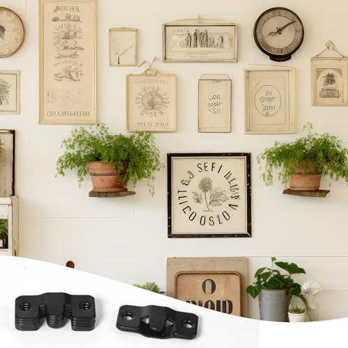 8 Pairs Flush Mount Bracket Interlocking Heavy Duty Photo Frame Hook Black