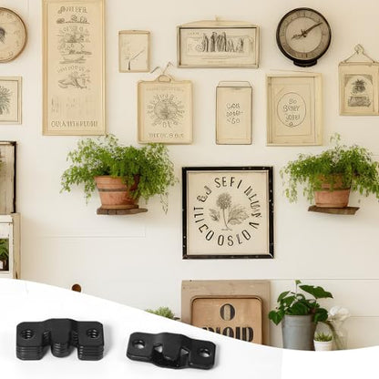 8 Pairs Flush Mount Bracket Interlocking Heavy Duty Photo Frame Hook Black