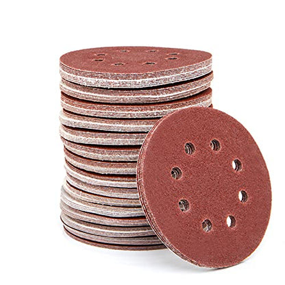 NEIKO 11271A 150 Piece Sanding Discs for 5” Orbital Sander, Hook and Loop, Sandpaper with 60, 80, 100, 120, 150, 180, 240, 320, 400, 600 Grit, Premium Aluminum Oxide, Solid Surface Sanding Pads - size: 5"