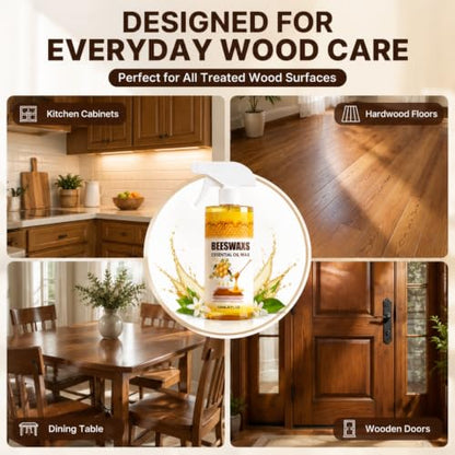 Beeswax Wood Polish & Cleaner Spray - Deep Restoring, Shine & Protect