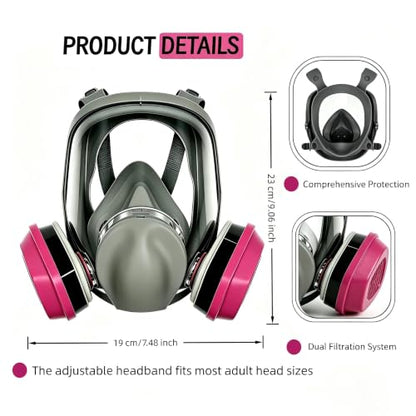 Full Face Respirator Mask with Filter Set, Anti-Fog & Reusable for Painting