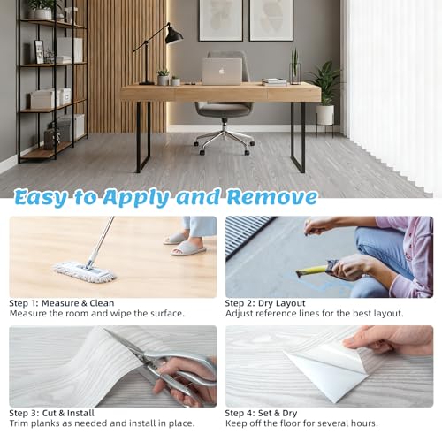 Art3d 10-Pack Peel and Stick Vinyl Floor Tiles (15 Sq.Ft), Light Gray - color: Light Gray