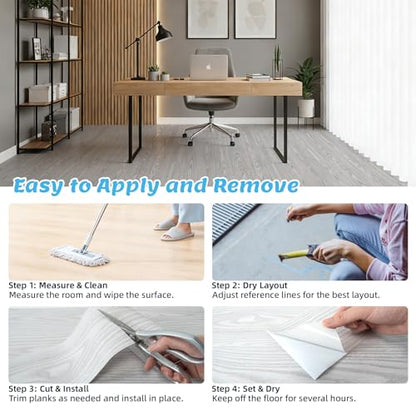 Art3d 10-Pack Peel and Stick Vinyl Floor Tiles (15 Sq.Ft), Light Gray - color: Light Gray
