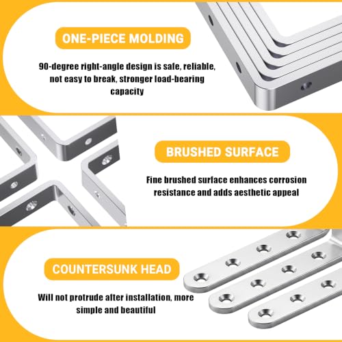 25Pcs Stainless Steel Angle Brackets 3”x 5” Heavy Duty Corner Brackets - size: Silver-5x3 Inch