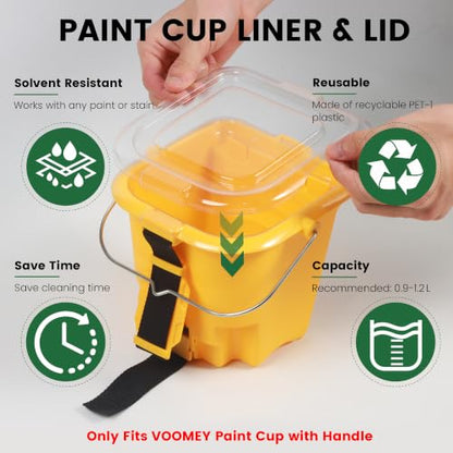 Voomey 4 Inch Paint Bucket Liners with Lid, 16 Pack, Paint Pan Liners Holds 2 Quart of Paints, Paint Cups for Painting, Disposable & Reusable - size: 16pcs Paint Cups Liner and Lid