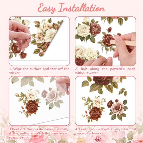 Peacoblue Victorian Roses Rub On Transfers for Furniture Craft 6"x12" - style: Victorian Style Roses