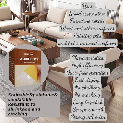 9.87 oz White Wood Filler Putty - Stainable, Paintable, Water Resistant - color: 9.87oz White