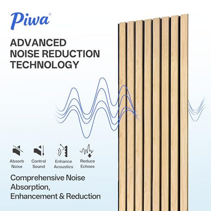 PIWA Acoustic Wood Slat Wall Panels, 10 Pack 23.6"x11.8" Oak - color: Oak, size: 24x12" 10pcs