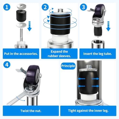 MySit 4 inch Work Table Caster Wheels for Commercial Kitchen Prep Tables