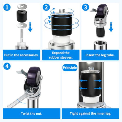 MySit 4 inch Work Table Caster Wheels for Commercial Kitchen Prep Tables