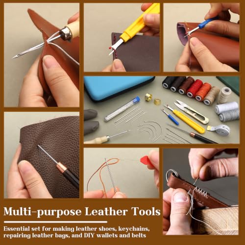 74 PCS Leather Sewing Kit Heavy Duty Sewing Kit Upholstery Repair Kit - color: 9 Colors