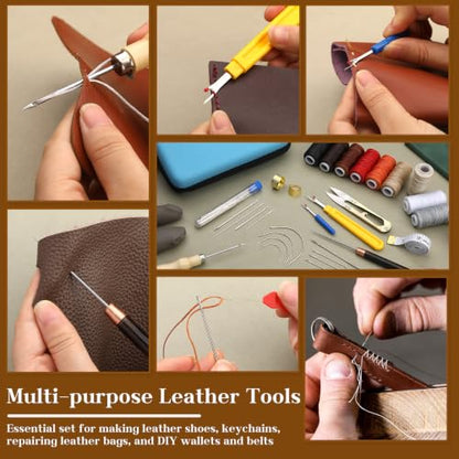 74 PCS Leather Sewing Kit Heavy Duty Sewing Kit Upholstery Repair Kit - color: 9 Colors