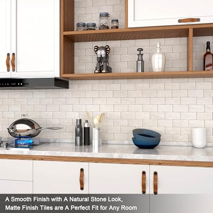 BeNice Marble Peel Stick Backsplash Tile Kitchen Rustic Beige 10pcs - color: Rustic Beige, size: 10sheets