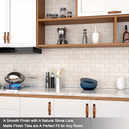 BeNice Marble Peel Stick Backsplash Tile Kitchen Rustic Beige 10pcs - color: Rustic Beige, size: 10sheets
