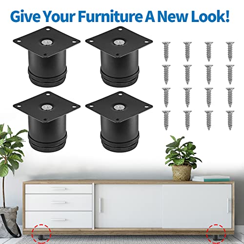 Stainless Steel Adjustable Furniture Legs 2.5 Inch - Black - 4pcs - color: Black, size: 2.5"