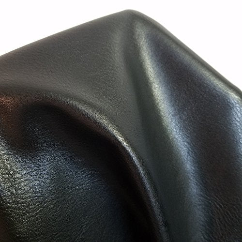 NAT Leathers | Black Vegan Faux Leather Synthetic Pleather 0.9 mm Madison 1/2 Yard 18-20 inch Wide x 54 inch Length Soft Smooth Upholstery Half Yard (18" x 54") (Black) - color: Black