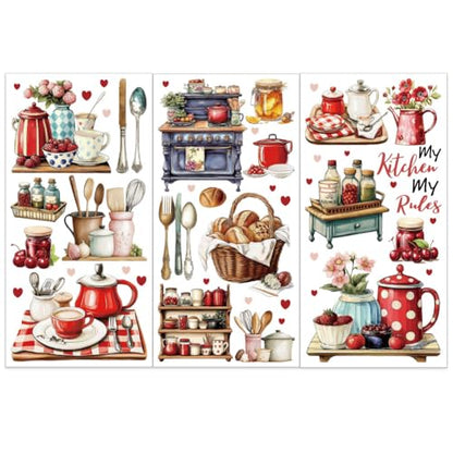 OLYCRAFT 3pcs/Set Kitchen Rub on Transfers for Furniture and Crafts 6x12 inch Tableware Cutlery Furniture Decals My Kitchen My Rules Transfer Stickers Rub on Decals for Wood Furniture Home Decor - style: Kitchen