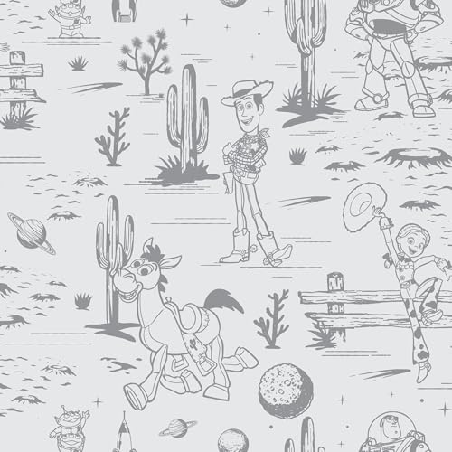 RoomMates Disney Toy Story Toile Grey Peel and Stick Wallpaper - color: Gray