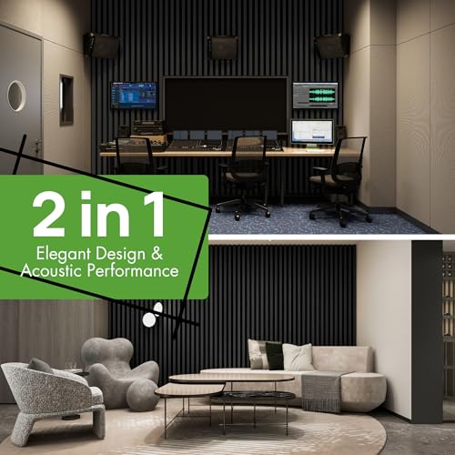 Art3d 12" x 93" Acoustic Wood Slat Wall Panel, 4pcs, 31 sq.ft, Grey Oak - color: Grey Oak, size: 12" x 93"