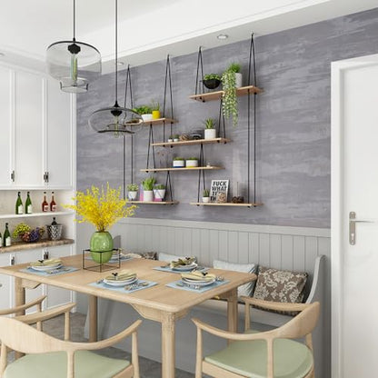 TOTIO Silver Grey Stained Plaster Wallpaper Peel and Stick Modern Industrial Style Wall Paper Roll 16x78inch Bubble-Free Design Matte Thickened Waterproof Self-Adhesive Contact Paper Gray Wall Sticker - color: Light Gray, size: 16" x 78"
