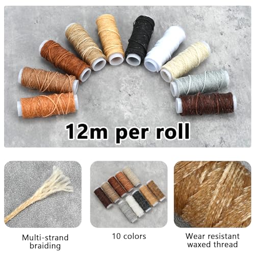 Leather Sewing Kit, Professional Leather Repair Kit with Upholstery Thread, Sewing Awl Hand Sewing Punch Stitching Needles for Craft DIY Tool (C sty) - style: C sty