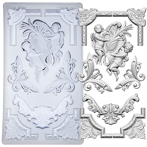 Art Mold for Polyclay Air Dry Clay Plaster, Border Frame with Cupids - color: Border, Frame, Cupids