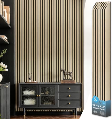 Art3d 94 x 12.6 Inch Acoustic Lightweight Slat Wall Panel, 6-Piece, Ashtree - color: Ashtree, size: 94 x 12.6 Inch