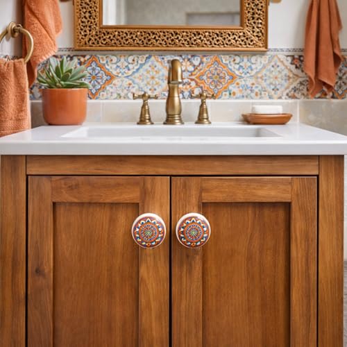 HUAMULAN Ceramic Knobs Boho Cabinet Pulls Drawer Door Handles 15 Pack - color: Pink Floral