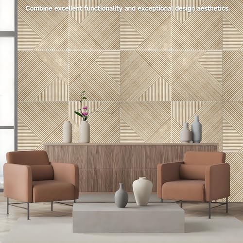 TO-TH Sound Absorbing Panels Self-Adhesive Acoustic Panel 6Pack, Rustic Oak - color: Rustic Oak