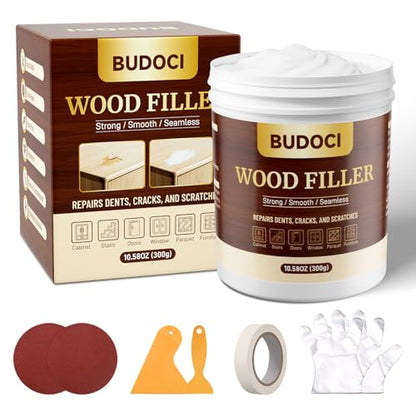 White Wood Filler, 10.58 Oz, Sandable Paintable Wood Putty