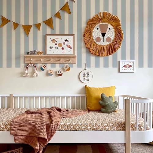 Blue and White Cream Striped Wallpaper Peel and Stick Self-Adhesive Removable Waterproof Wallpaper for Bedroom Kitchen Bathroom (Blue, 17.32"x 236.22") - color: Blue, size: 17.32"x 236.22"