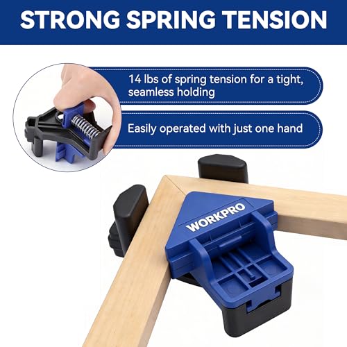 WORKPRO Corner Clamps for Woodworking, 4-Pack Adjustable Right Angle Clamps