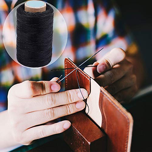 284Yards Leather Sewing Waxed Thread, 0.8mm Waxed Thread for Bookbinding - color: Black