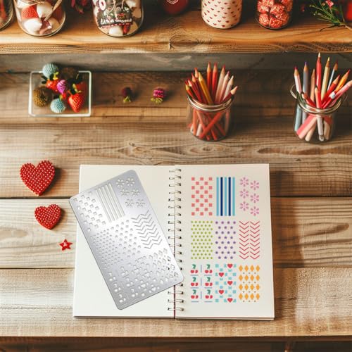 UNICRAFTALE 2Pcs Metal Geometric Stencils for Painting Stainless Steel Reusable Template Texture Stencils for Painting on Wood Wall Scrapbooking Furniture Fabrics 3.98"x 6.97" - style: Geometric Patterns & Textures