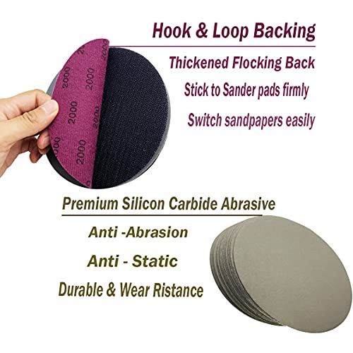 6 Inch Wet Dry Sandpaper, 40 PCS Grit Sanding Disc (1000/2000/3000/5000) - style: Grit(1000 2000 3000 5000)