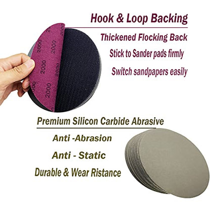 6 Inch Wet Dry Sandpaper, 40 PCS Grit Sanding Disc (1000/2000/3000/5000) - style: Grit(1000 2000 3000 5000)