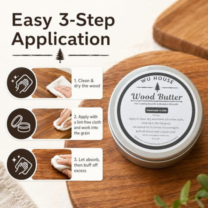 Wood Butter Cutting Board Wax, Food Grade Mineral Oil and Beeswax Conditioner for Butcher Blocks, Wooden Utensils and Serving Boards, Handmade in USA (8 FL OZ) - size: 8 Fl Oz