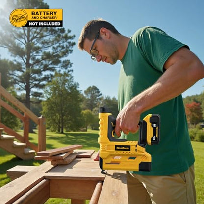 2-in-1 Cordless 18GA Brad Nailer & 1/4 Crown Stapler for DeWALT 20V MAX Battery (Tool Only) - Lightweight, 1600 Nails/Staples Included for DIY, Upholstery & Home Renovation