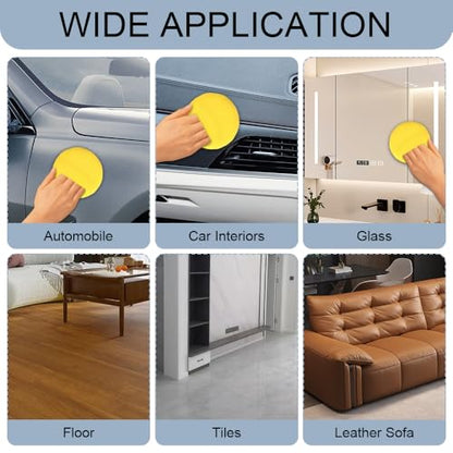 10PCS Wax Applicator Pads, Microfiber Polished and Waxed Sponge with Finger Pocket, Round Foam Car Wax Applicator Pad, Universal Detailing Sponge Block for Car Cleaning and Polishing (Yellow) - color: Yellow