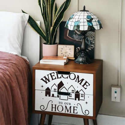 OLYCRAFT 3pcs/Set House Rub on Transfers for Furniture and Crafts 6x12 Inch Welcome Home Furniture Decals Transfer Stickers Rub on Decal with 1pc Scraper for Furnitures Home Decoration - style: Welcome Home