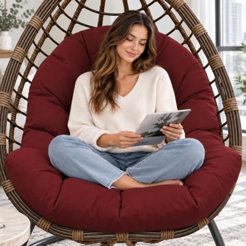 Egg Chair Cushion Replacement, Waterproof Outdoor Hanging Egg Chair Cushion Hammock Swing Chairs Cushions Pads, U-Shaped Thickened Cushions for Hanging Eggs Chairs, 47x33x7 Inches (Red) - color: Red