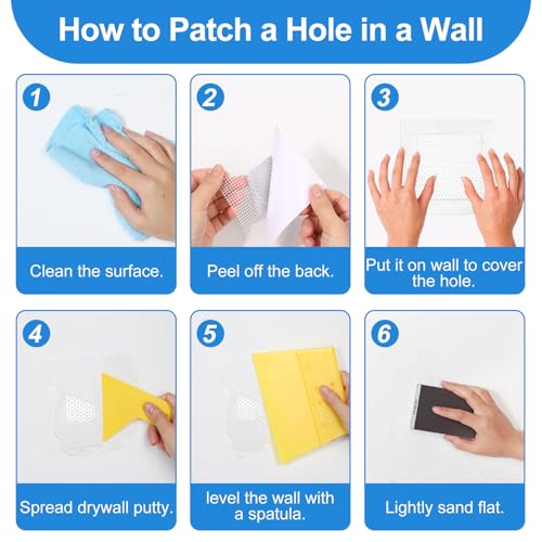 Dry Wall Patch Kits, Aluminum Spackle Wall Repair Patch Kit Fiber Mesh Plate with Scraper, 8.8oz X 2 White Repair Putty Drywall Hole Filler to Fix Wall Surface Holes, Quick Repair Creak Damage - color: 2 X 8.8oz White Wall Repair Putty Patch Kit