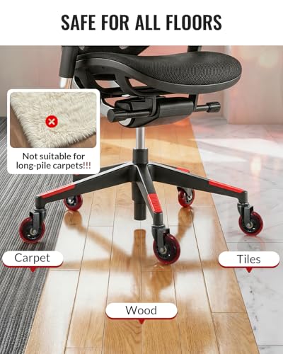 HOLKIE Gaming Chair Wheels Red Core Silent Roller Blade Casters - color: Red
