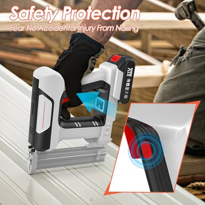 2 in 1 Cordless Brad Nailer with 2 Lithium Battery, Hand Electric Nail Gun, 21v Framing Nail Gun for Roofing, Craftsman, Wood, Drywall, Fence, Furniture