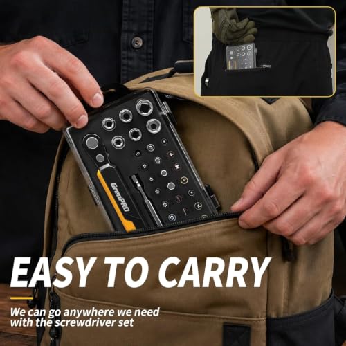GRENPRO 30-in-1 Right Angle Screwdriver 36-Tooth Reversible Ratchet Set
