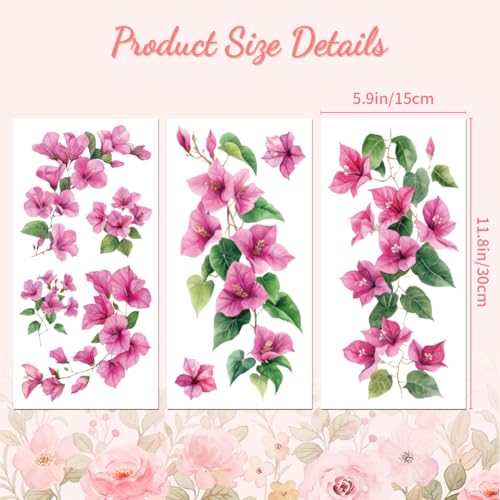 Peacoblue Pink Flower Vine Rub On Transfers for Furniture Craft 6"x12" - style: Pink Flower Vine