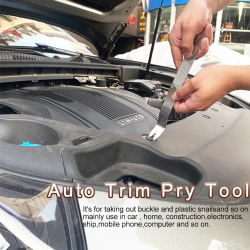 Auto Trim Removal Tool Set Stianless Steel, 6pcs Fastener Remover Tool kit, Metal Pry Tool Kit for Car Door Panel & Audio Stereo, Dashboard Removal Kit, Interior & Interior Trim Puller