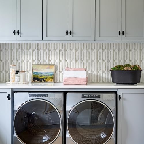STICKGOO Peel and Stick Backsplash Tiles, 12 x 12 in, Marble/Beige - color: Dolomite White + Beige Slate