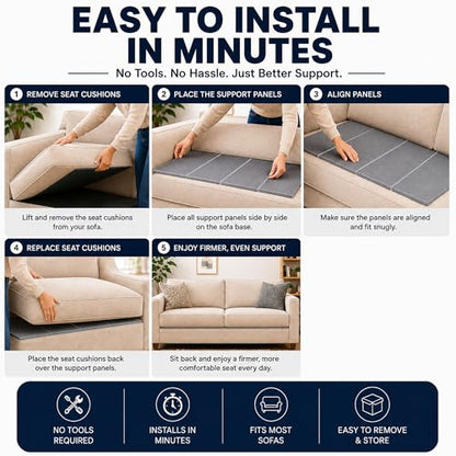 Greaton, Heavy Duty Couch Support Board, 21.5" x 72" Extra Thick Wood Base to Fix Sagging Seats, Reinforced Under Cushion Panel for Sofas, Chairs & Loveseats, Furniture Seat Saver, Easy Installation - size: Sofa